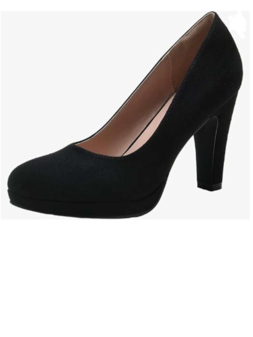 miss left Black Women's Low Platform Chunky High Heel Slip On Round Toe Pump
